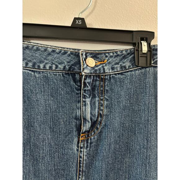 Vintage Old Navy Womens  Y2K Midi Jean Skirt Size 4 Denim Long 90s Front Slit - Picture 3 of 7